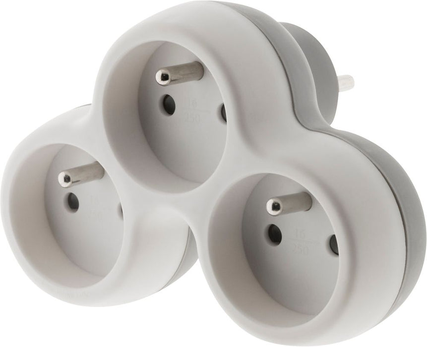 16A Unfused 3-Way  Power Strip  White