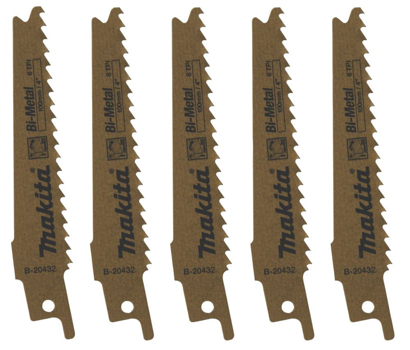 Makita  B-20432 Wood with Nails Reciprocating Saw Blades 100mm 5 Pack