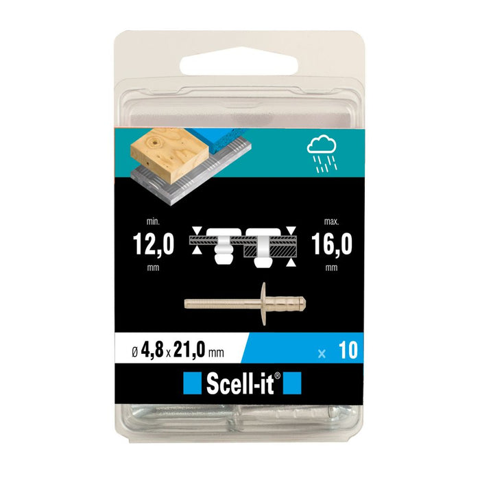 Scell-It A2 Stainless Steel Rounded Rivet 4.8 x 21mm 10 Pack