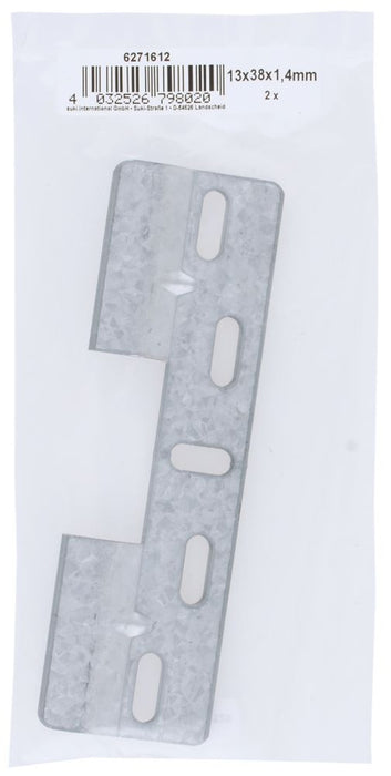 Suki Cabinet Suspension Rails Silver 130mm x 38mm x 6mm 2 Pack