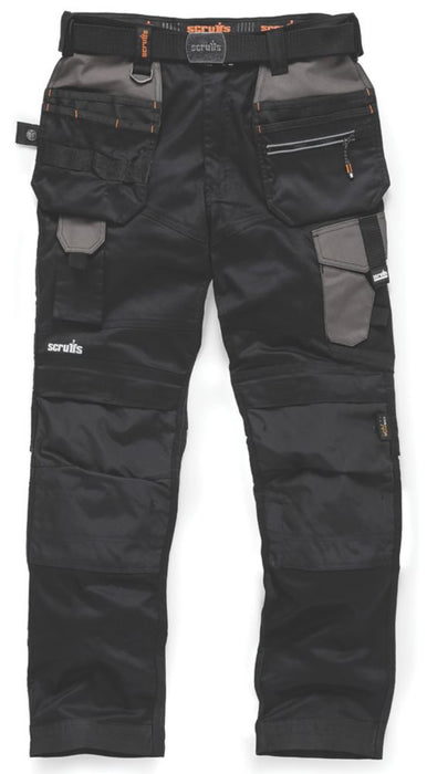Scruffs Pro Flex Holster Work Trousers Black 34" W 30" L