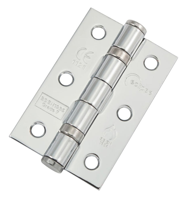 Eclipse Polished Chrome Grade 7 Fire Door Ball Bearing Hinges 76 x 51mm 20 Pack
