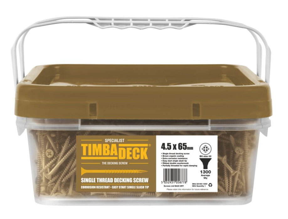 Timbadeck  PZ Double-Countersunk Decking Screws 4.5 x 65mm 1300 Pack