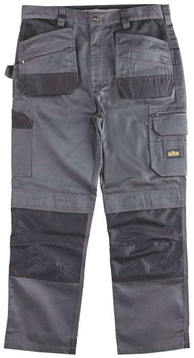 Site Jackal Work Trousers Grey  Black 34" W 32" L