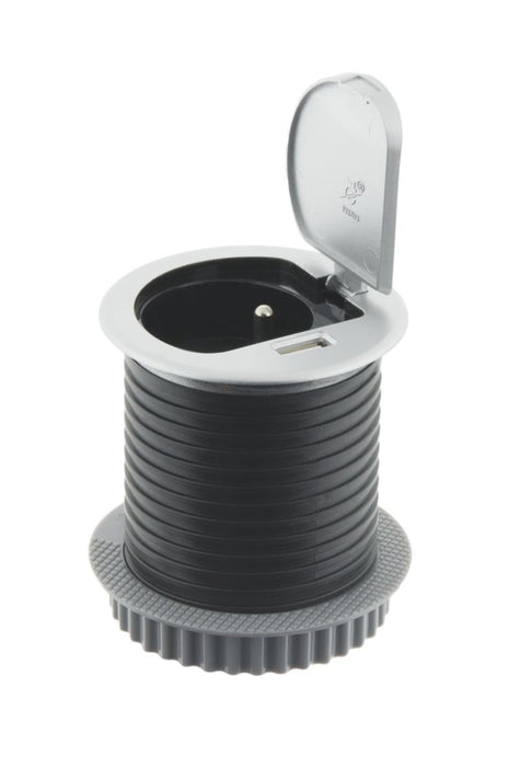 Otio 16 A  2.4A 1-Gang Unswitched  Integrated Socket with USB Black 1.9m