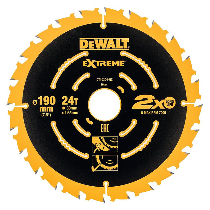 DeWalt  Wood Extreme Circular Saw Blades 190 x 30mm 24T 3 Pack
