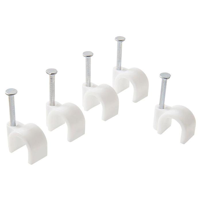 White Round Cable Clips 7 - 12mm 250 Pack