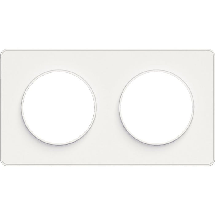 Cover plate, 2 stations, white, Odace Touch Schneider Electric