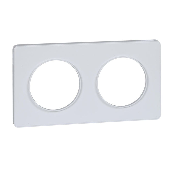 Cover plate, 2 stations, white, Odace Touch Schneider Electric