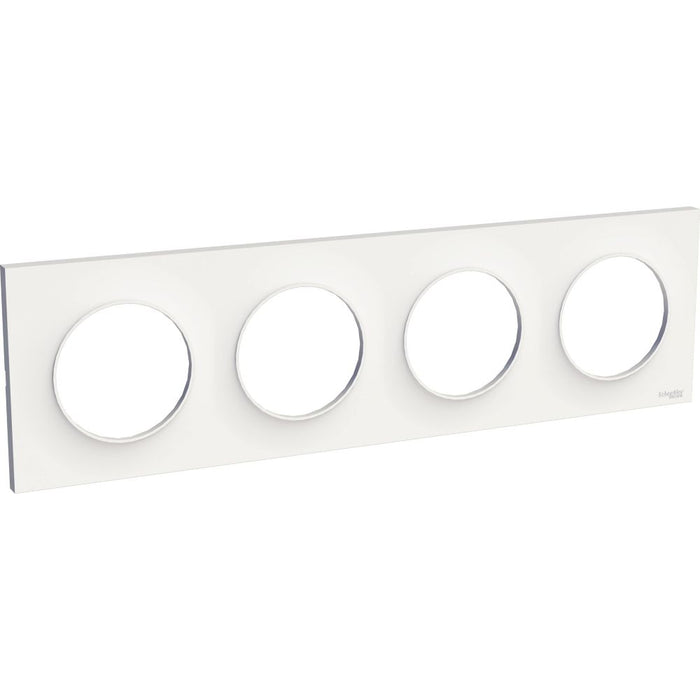 Finishing plate, 4 stations, white, Odace Styl Schneider Electric
