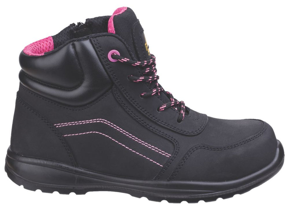 Amblers Lydia Metal Free Ladies Safety Boots Black  Pink Size 5