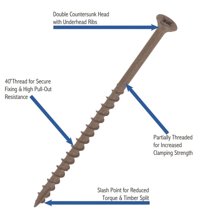 Timbadeck  PZ Double-Countersunk Decking Screws 4.5 x 85mm 100 Pack