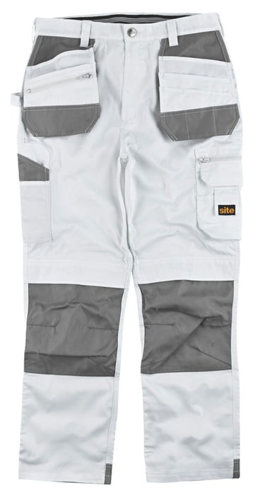 Site Jackal Work Trousers White  Grey 30" W 32" L
