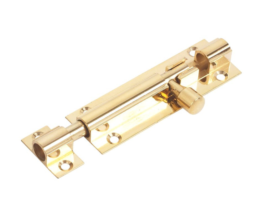 Straight Door Bolt Polished Brass 76mm