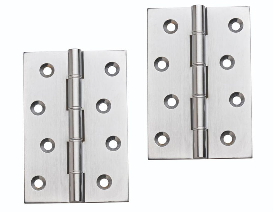 Satin Chrome  Double Phosphor Bronze Washered Butt Hinges 101mm x 67mm 2 Pack