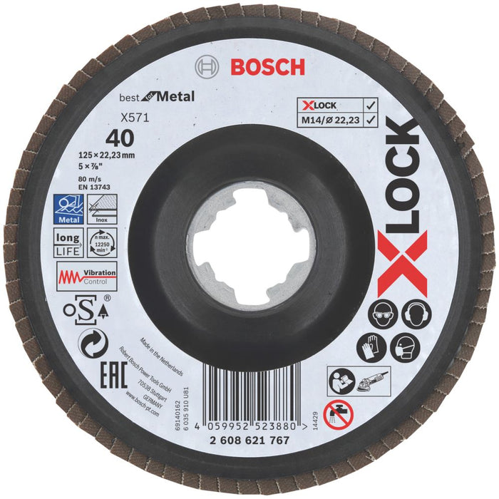 Bosch X-Lock X571 Flap Disc 125mm 40 Grit