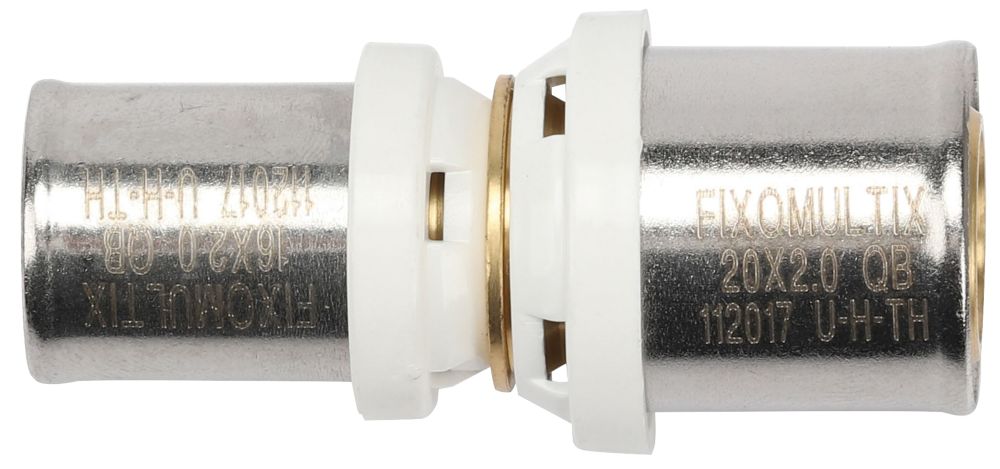 Fixoconnect  Brass Press-Fit Reducing Coupler 20 x 16mm