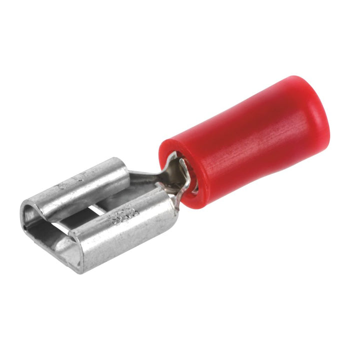 Klauke Insulated Red 6.3mm Push-On (F) Crimp 100 Pack