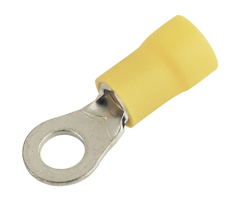 Insulated Yellow 6mm Ring Crimp 100 Pack