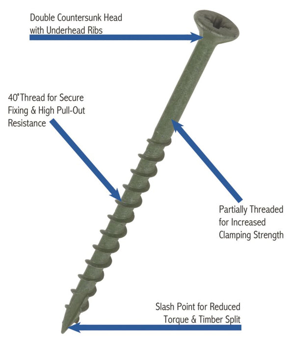 Timbadeck  PZ Double-Countersunk Decking Screws 4.5 x 65mm 100 Pack
