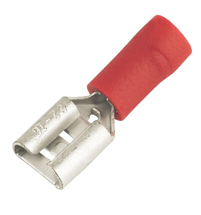 Insulated Red 6.3mm Push-On (F) Crimp 100 Pack