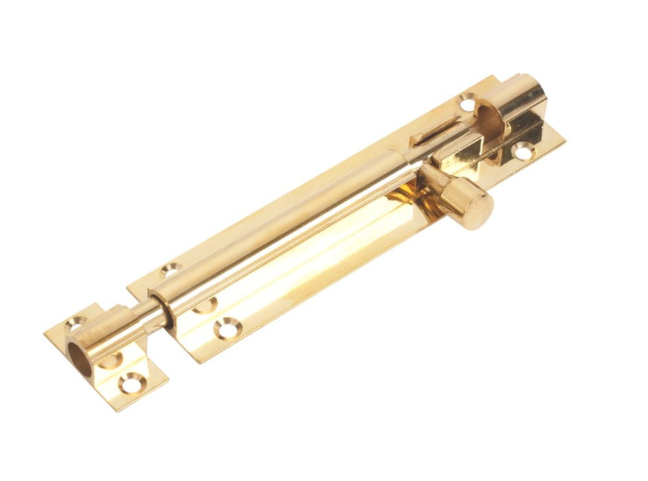Straight Door Bolt Polished Brass 102mm