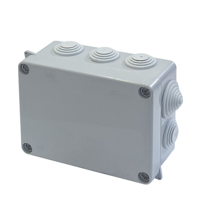 10-Entry Rectangular Outdoor Junction Box with 10 Cable Grommets & Integrated Locking System