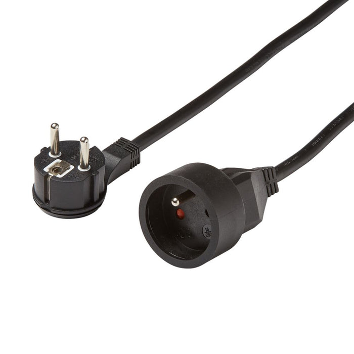 16A 1-Gang Unswitched  Extension Cord  Black 3m
