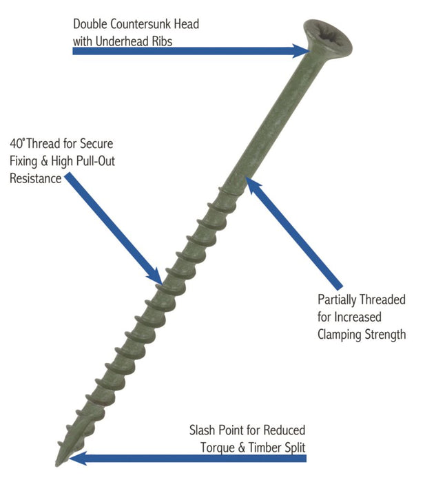 Timbadeck  PZ Double-Countersunk Decking Screws 4.5 x 85mm 100 Pack