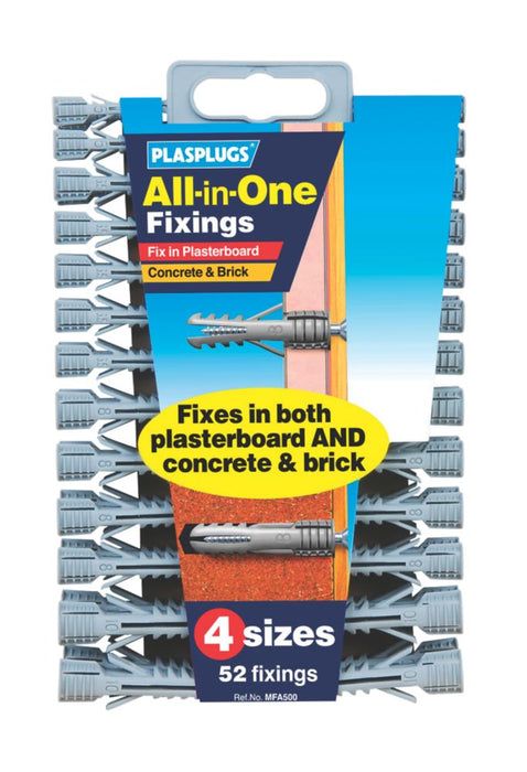 Plasplugs All-in-One Wall Plugs 52 Pcs