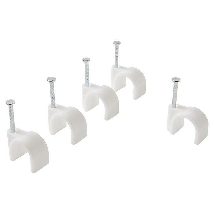 White Round Cable Clips 12mm 100 Pack