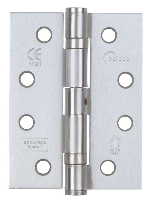 Eclipse  Satin Chrome Grade 11 Fire Rated Ball Bearing Hinges 102mm x 76mm 3 Pack
