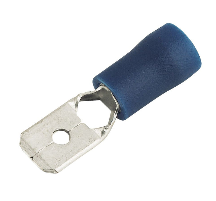 Insulated Blue 6.3mm Push-On (M) Crimp 100 Pack