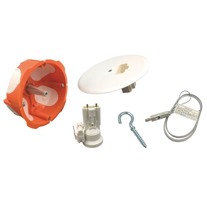 Capri  1-Gang Dry Lining Multi-Material Waterproof Box 86mm, DCL Center Point, E27 Socket, Plug & Fixoplaf 40mm