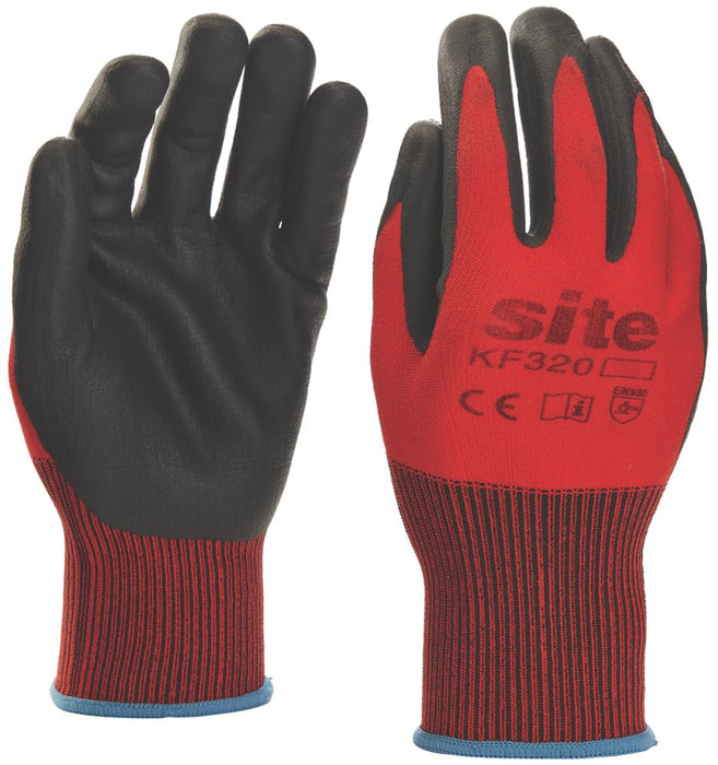 Site 320, guantes con recubrimiento de espuma de nitrilo, rojo/negro, talla M