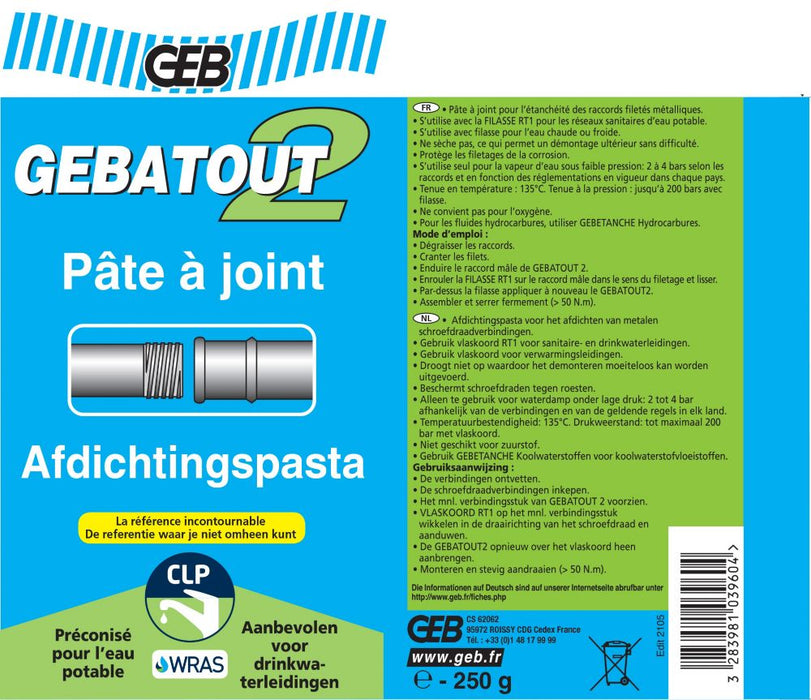 GEB, compuesto de junta Gebatout 2, 250 g