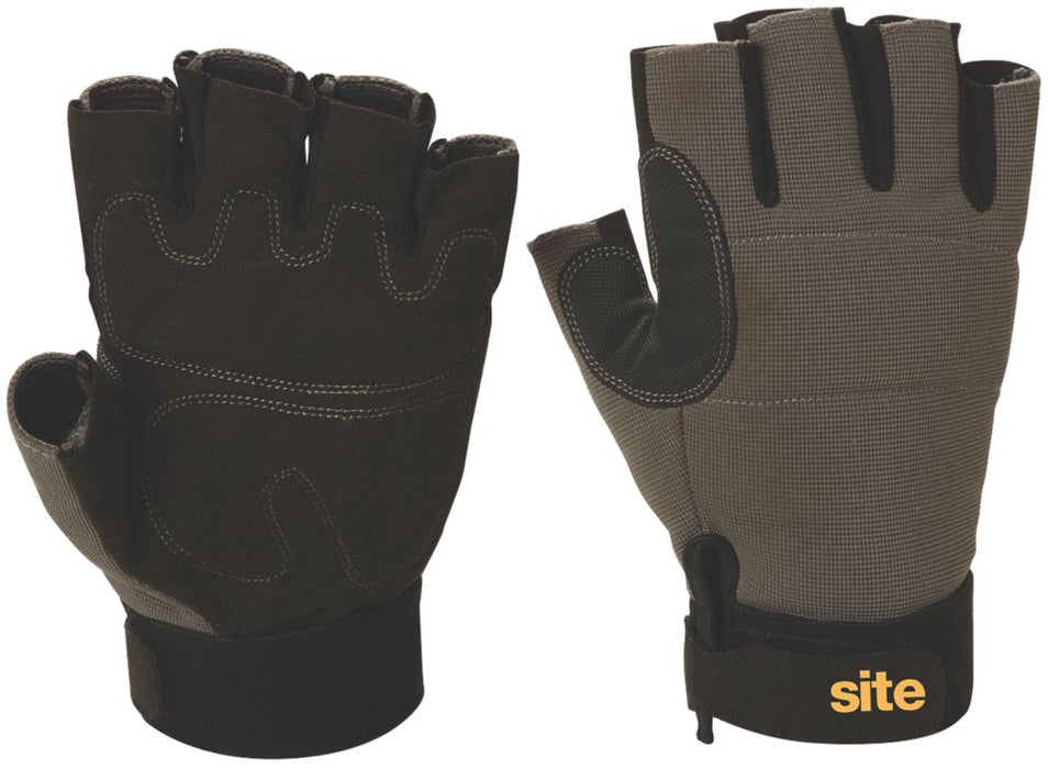 Site 410, guantes de alto rendimiento sin dedos, gris/negro, talla L
