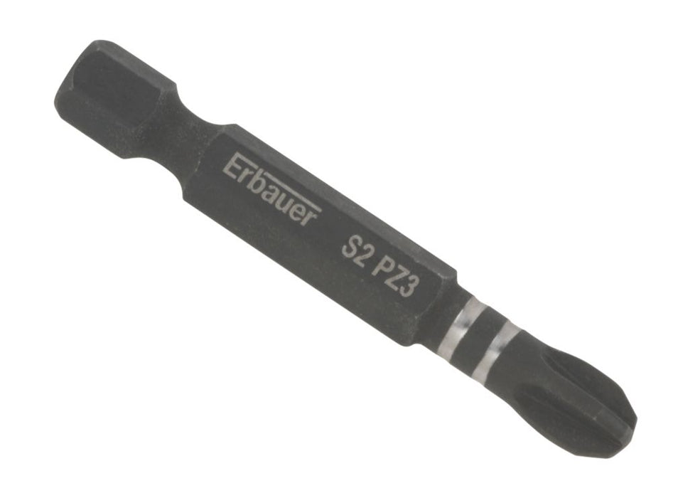 Zestaw końcówek z trzonkiem sześciokątnym do wkrętaka udarowego Erbauer PZ3 1/4″ 50 mm (3 szt.)