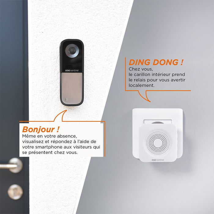 SCS Sentinel  Wired or Wireless Wired Connected Doorbell & Wireless Chime Black