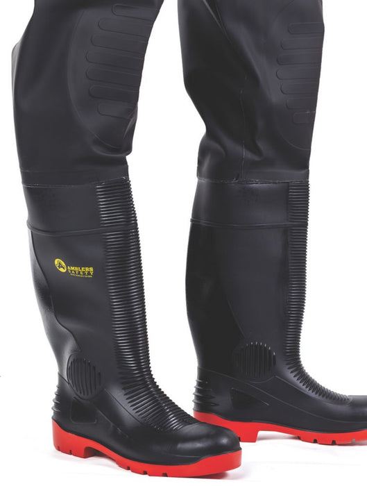 Amblers Danube, botas de vadeo con peto de seguridad, negro, XL, talla 8