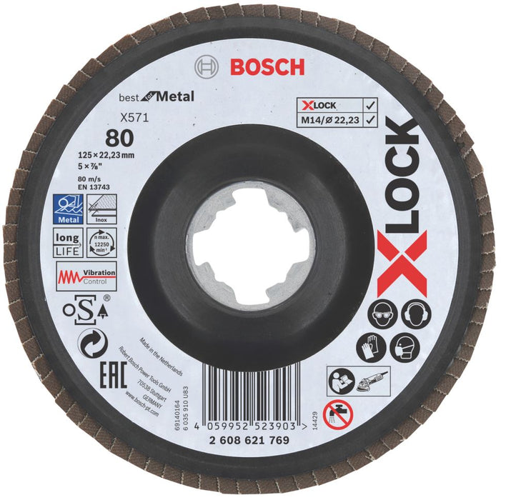 Bosch X-Lock X571 Flap Disc 125mm 80 Grit