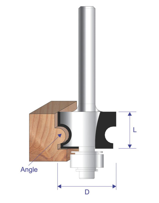 Erbauer Fraise à toupiller pour baguettes d'angle de 4,8° à tige de ¼" 26 x 16mm