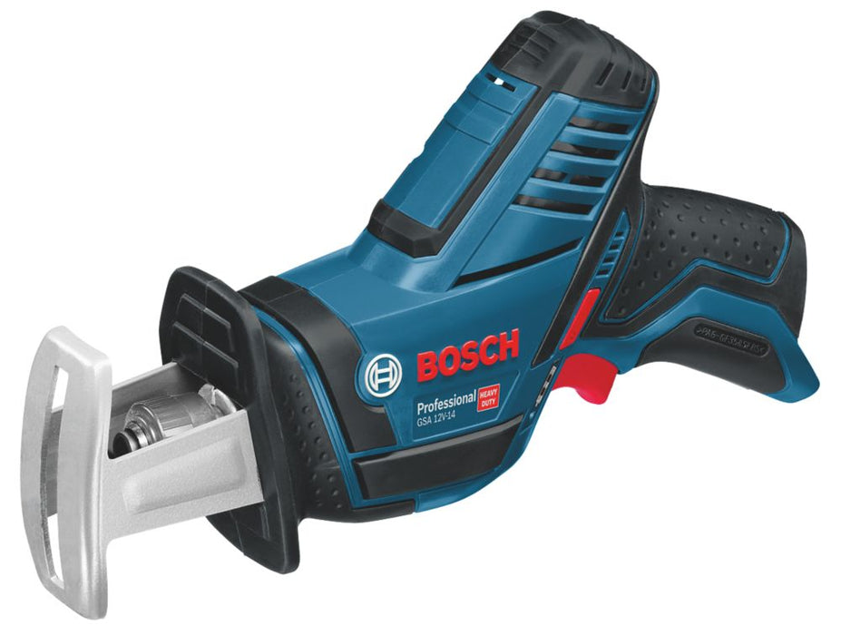Bezprzewodowa piła szablasta z silnikiem bezszczotkowym Bosch GSA 12 V-LI zasilana akumulatorem litowo-jonowym CoolPack 12V — samo urządzenie