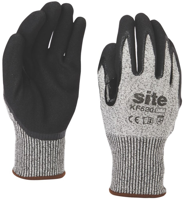Site 520, guantes, gris/negro, talla L