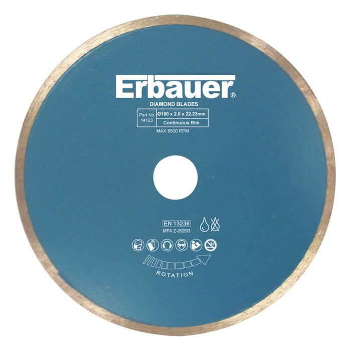 Erbauer, hoja de diamante para azulejos de 180 x 22,23 mm