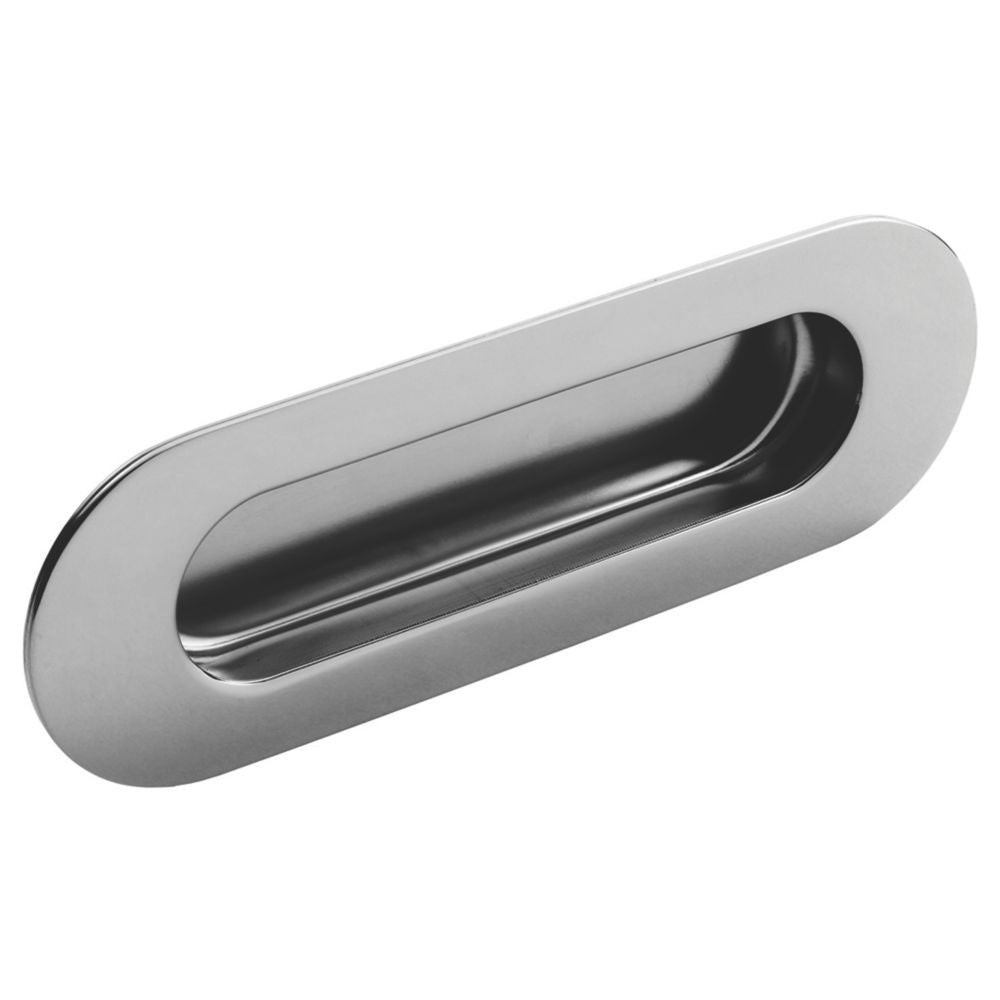 Eurospec Oval Flush Pull Handle 120mm Satin Stainless Steel — Screwfix EU