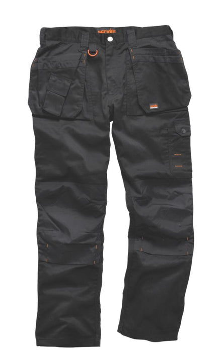 Scruffs Worker Plus, pantalones de trabajo, negro (cintura 32", largo 33")