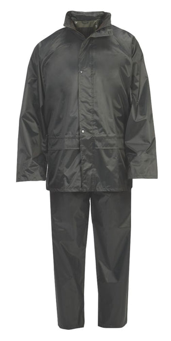 Hooded 2-Piece Rain Suit Green Large 54" Chest