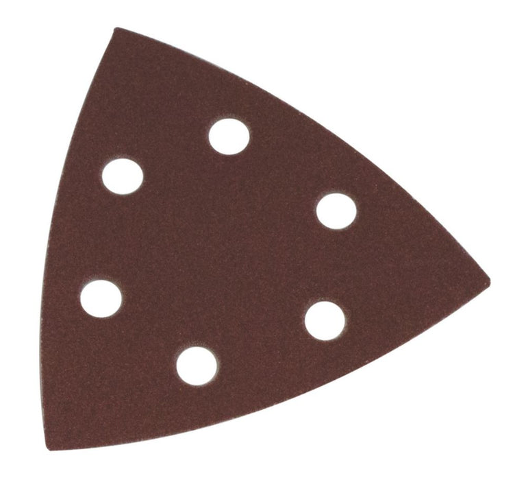Flexovit, triángulos de lija de grano 80 perforados Delta de 95 x 95 mm, pack de 6