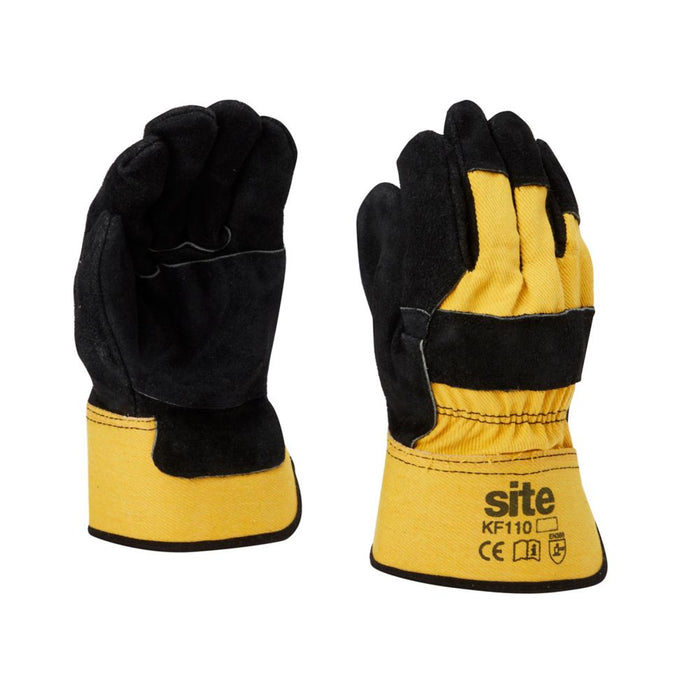 Site 110, guantes tipo "rigger" premium, amarillo/negro, talla L